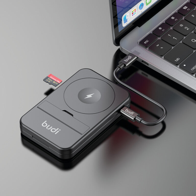 Budi Multi-Funktionsbox 14-in-1 – Spezialzubehör – MagSafe 15 W, SD/TF-Kartenleser – für iPhone (MagSafe)