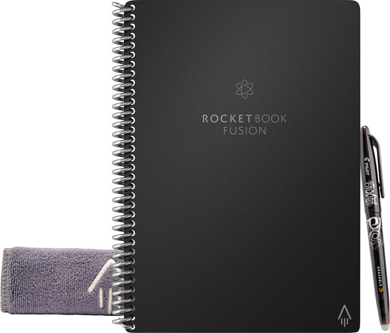 Rocketbook Spiralbuch, Spiralbindung, Hardcover, 42 Seiten, 90 g/m² – Schwarz, für Rocketbook App
