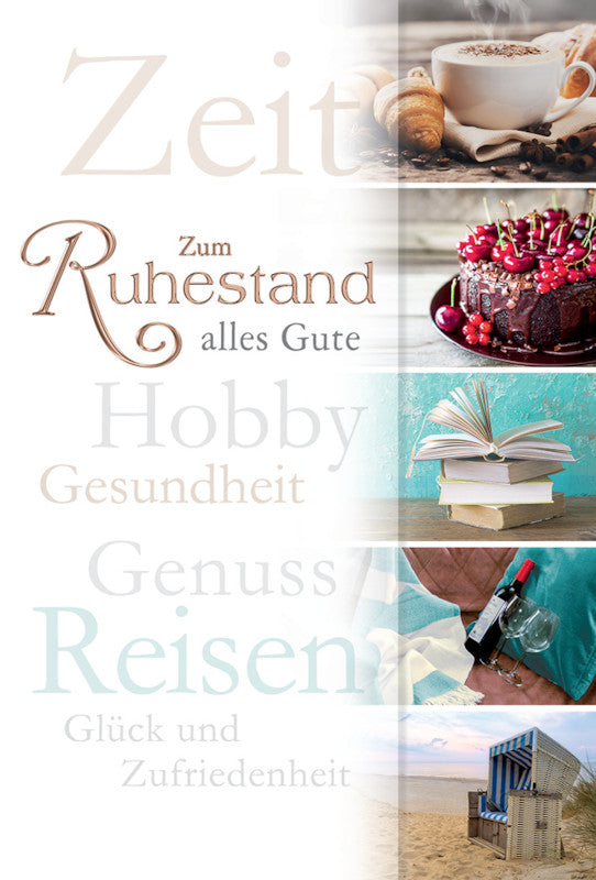 Kurt eulzer Grusskarte Ruhestand – A6 (105 × 148 mm) – mit Umschlägen, Text DE, Karton, 6er Pack