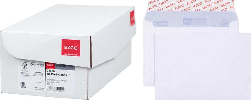 Elco Couvert C6, ohne Fenster, selbstklebend, weiss, 100 g/m² – 500 Stk.