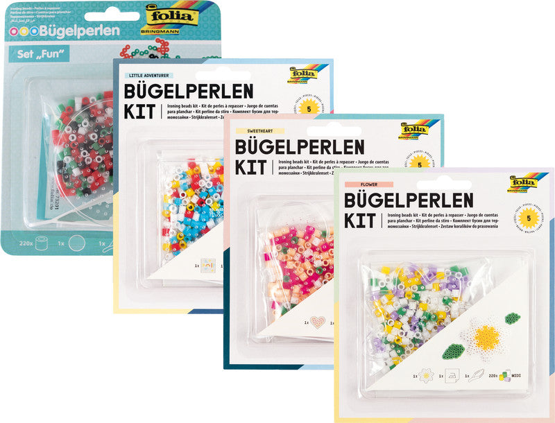 Folia Bügelperlen-Set Sweetheart – 220 Bügelperlen, Stiftplatte, Backpapier, Pinzette – 152 × 180 × 19 mm