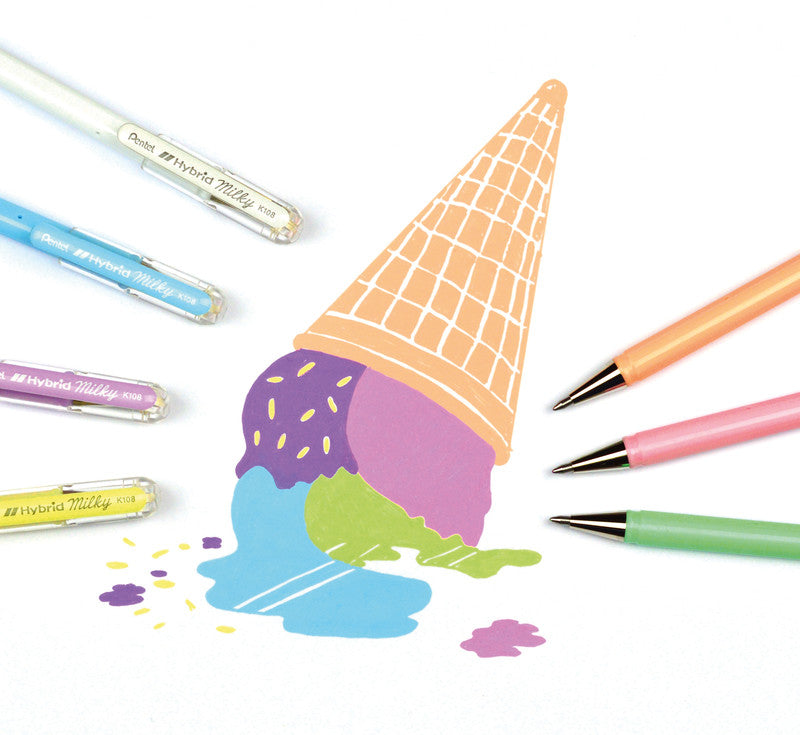 Pentel Hybrid Gel Milky Gelschreiber – Hellblau, 0,4 mm, für dunkles Papier, Kappe
