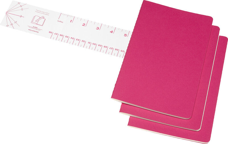 Moleskine Notizheft – 130 × 210 mm – letzte 16 Seiten heraustrennbar, abgerundete Ecken, pink, FSC, 3 Stück