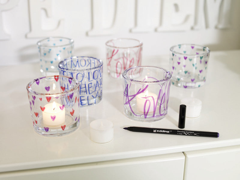Edding Porzellan-Pinselstifte für Porzellan, glasierte Keramik, ofenfestes Glas – sortiert