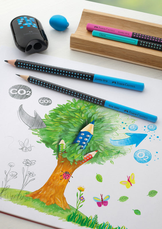 Faber-Castell Grip Jumbo Zweifarbiger Bleistift, Dreikant B Mine Ø 3,25 mm