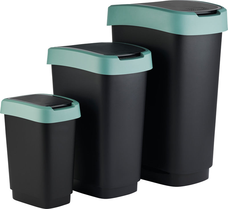 Rotho Abfallcontainer – 50 l – mit Deckel – Kunststoff, Mistelgrün – B × H × T 298 × 602 × 401 mm