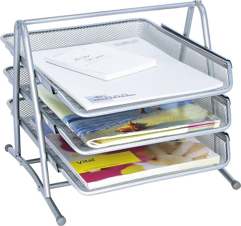 Wedo Briefkorb – Metall, für A4, C4, stapelbar, matt, silber, B 350 × H 270 × T 300 mm