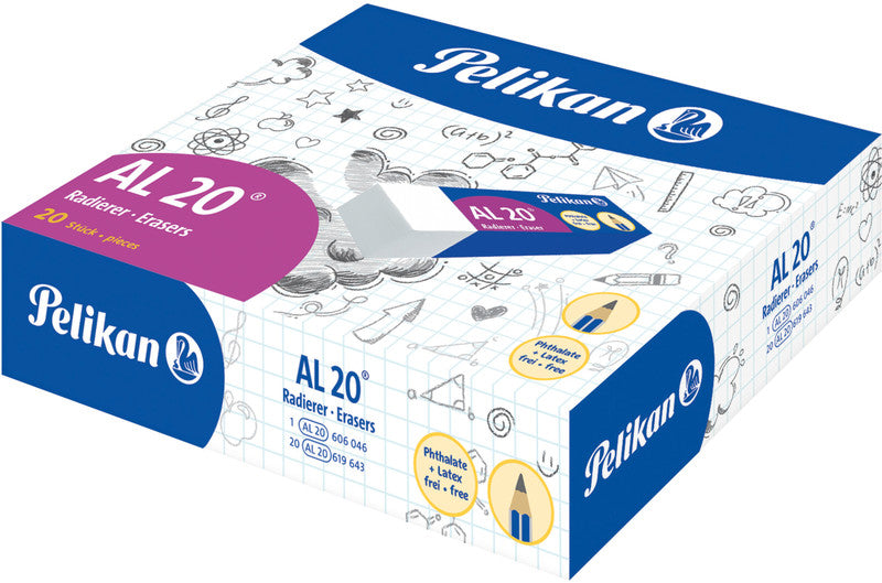 Pelikan Radierer – für Bleistifte – 65 × 12 × 21 mm – Kunststoff – weiss