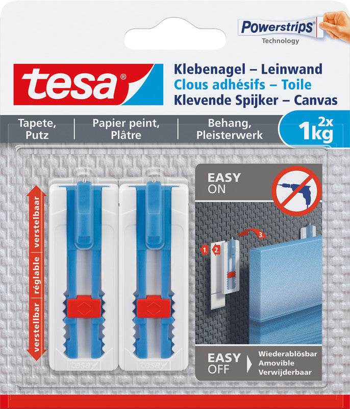 TESA Klebenagel – Kunststoff, Weiss, 12 × 14 × 1,3 cm – 2er-Pack