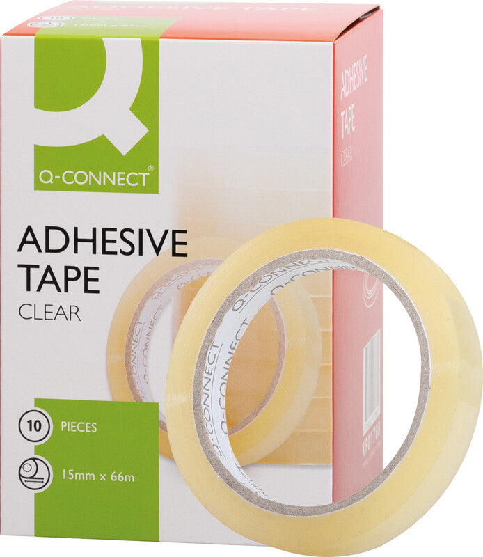 Q-Connect Klebeband – permanent, klar, Kunststoff, 15 mm × 66 m