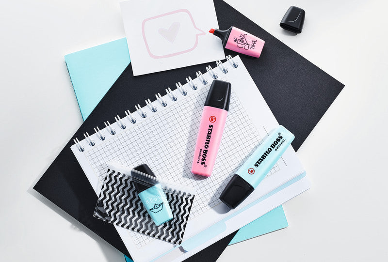 STABILO BOSS Original Textmarker Set 4 Pastellfarben – Keilspitze, 2–5 mm
