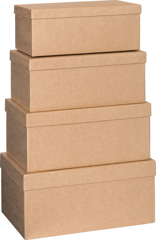 Stewo Geschenkbox – 4-teilig, Strukturprägung, FSC-zertifiziert – Braun Kraft