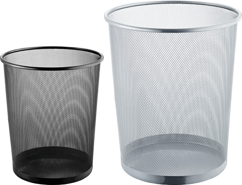 Helit Papierkorb the Circle Network Mesh – 15 l – Stahl, Schwarz – Ø 267 × H 280 mm – recyclingfähig