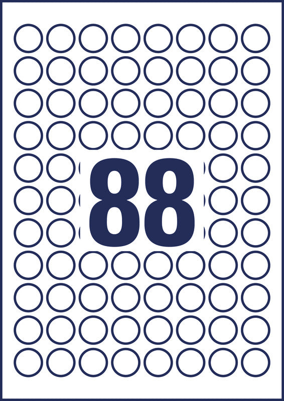 Avery Etiketten, Ø 20 mm, weiss, Papier, wiederablösbar, 10 Blatt (880 Etiketten)