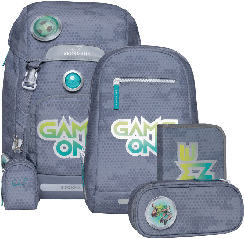Beckmann Classic Schulrucksack 1st – 6-teilig – Game On – 24 × 37 × 25 cm – Recycelte Materialien