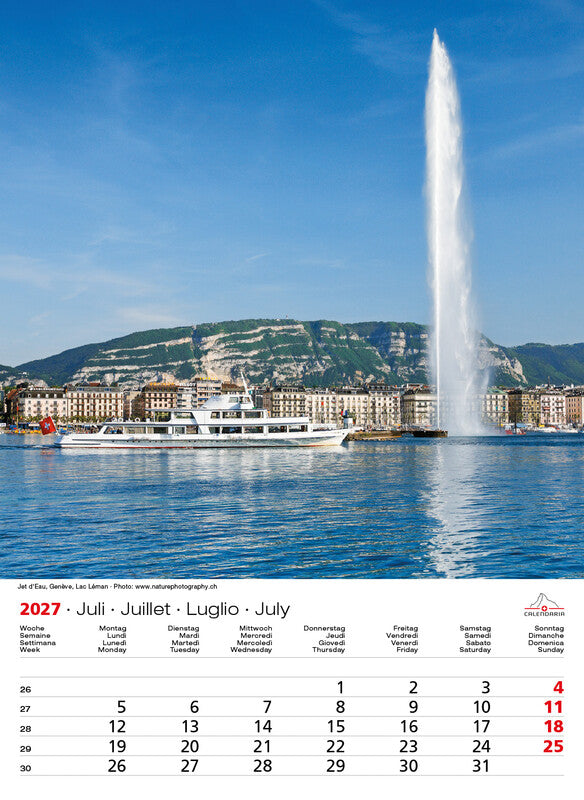 Calendaria Swiss Souvenir – Bildkalender Schweiz 2027 – 23 × 31,5 cm