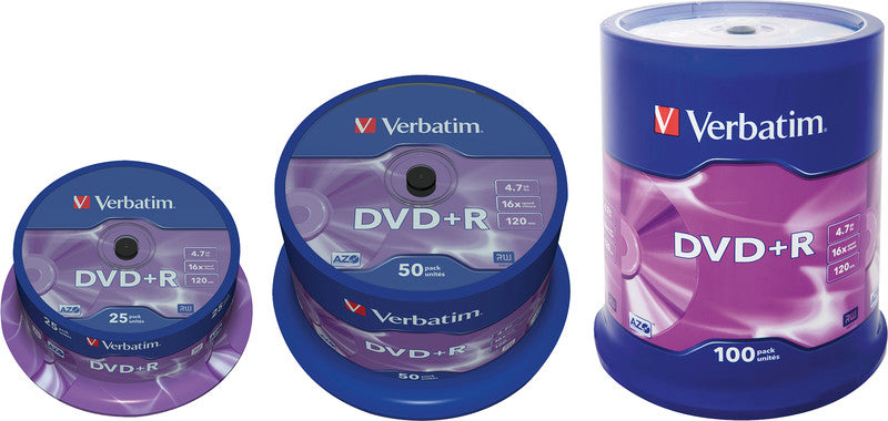 Verbatim DVD+R 16x 4,7 GB Matt Silber – 100 Stück