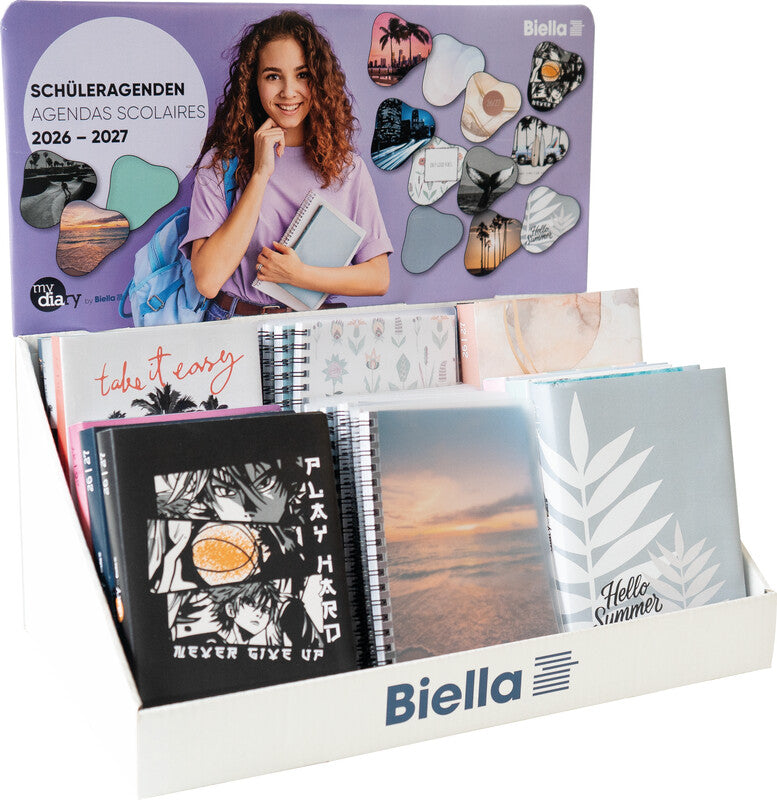 Biella mydiary Schüleragenda – 1 Tag pro Seite, gebunden, 12 × 16,5 cm, Aug–Jul