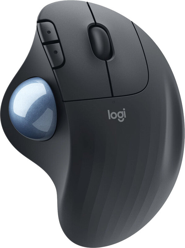 Logitech Ergo M575 Ergonomische Maus – kabellos, Bluetooth + 2,4 GHz, 4 Tasten, für Rechtshänder, schwarz