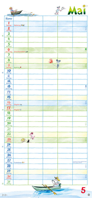 Heye Familienplaner Helme Heine – für Familien – 5 Spalten – Deutsch – 2027 – Spiralbindung – 21 × 45 cm