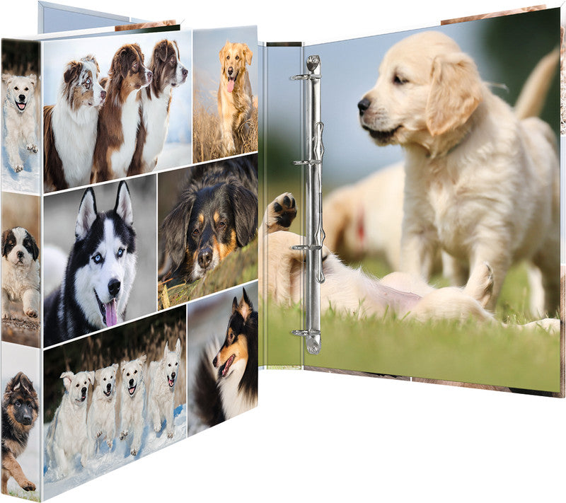 HERMA Zeigebuch Animals – A4 Hochformat – 4-Ring Bügelmechanik, 35 mm Rücken – Mehrfarbig, mit Niederhalter