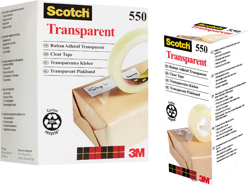 Scotch Klebeband – permanent, klar, PP, 19 mm × 10 m, Kern Ø 25 mm