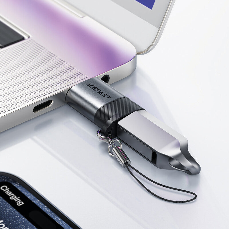 Acefast Adapter USB-C zu USB-A – USB 3.2 Gen 2 (10 Gbit/s), PD 27 W – Metallgrau