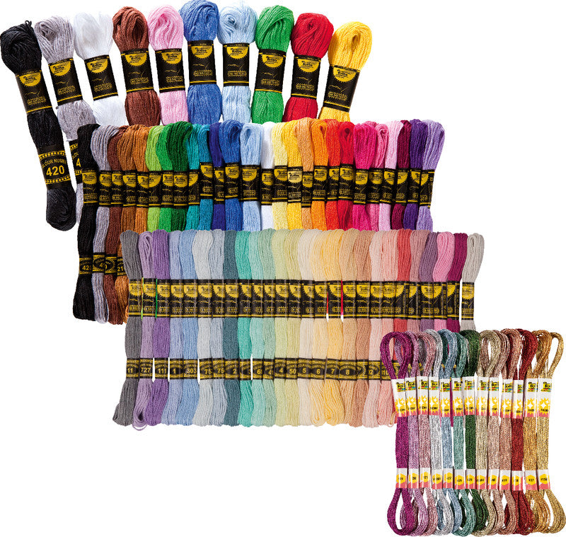 Folia Stickgarn-Set – Baumwolle, mercerisiert, 8 m, sortiert (2 × 26 Farben) – für Sticken