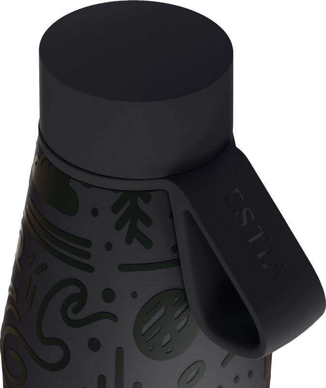 Estia Flow Isolierflasche 500 ml – Doppelwandig 12 h Heiss / 24 h Kalt, Edelstahl, Schraubdeckel, Schwarz