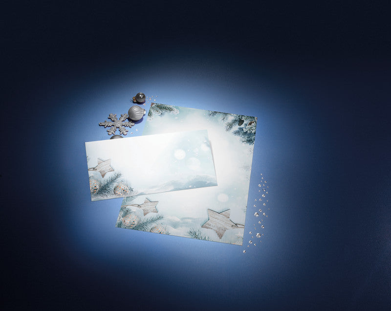 Sigel Weihnachts-Couvert C5/6 Schneestern, mehrfarbig, Nassklebung, 90 g/m², mit Innendruck – 25 Stk.