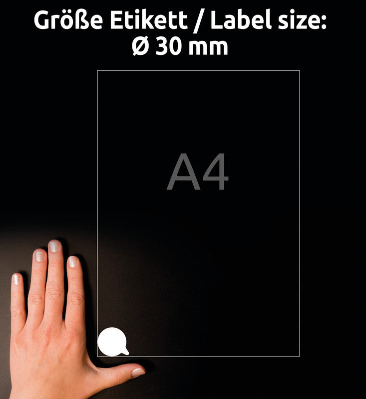 Avery Zweckform – Prüfplaketten, Ø 30 mm, weiss, Kunststoff, permanent, 240 Etiketten