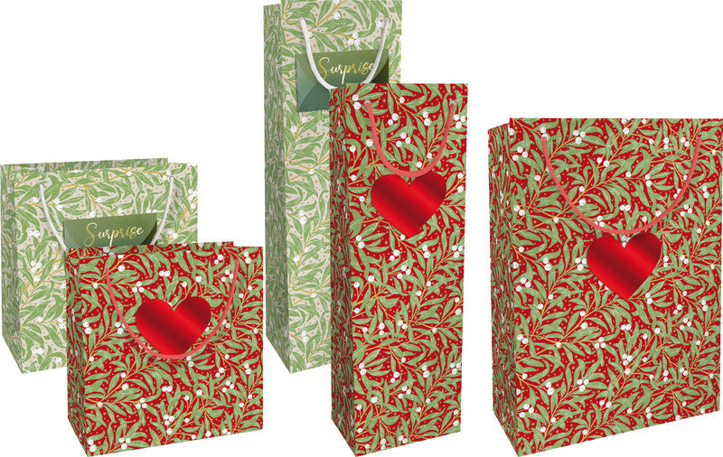 Braun + company Tragetasche Christmas Leaves – Weihnachten – Papier, mit Baumwollkordel – 200 × 210 × 80 mm