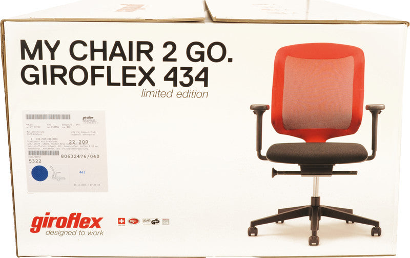 Giroflex Bürostuhl 434 My Chair 2 Go – Sitzhöhe 40–52 cm, 110 kg, Schwarz/Blau