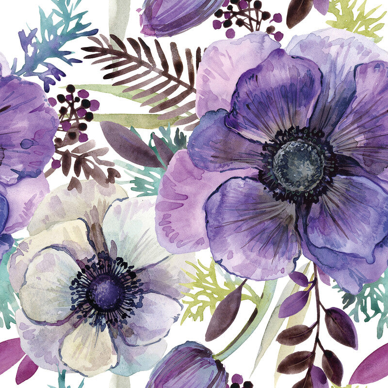 Fasana Servietten Violette Vintage Blumen – 33 × 33 cm – 3-lagig, Tissue – 20 Stk., FSC