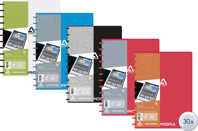 Adoc Sichtbuch Bind-Ex Aurora – 40 Sichttaschen, A4, austauschbar, genarbt, antireflex, blau, Kunststoff