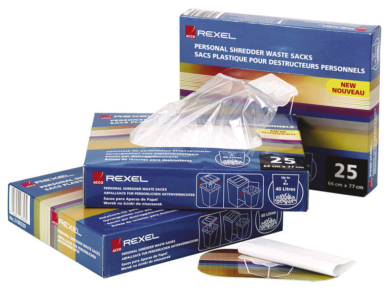 Rexel Aktenvernichtersäcke – 100 Stk., für 115 l, transparent