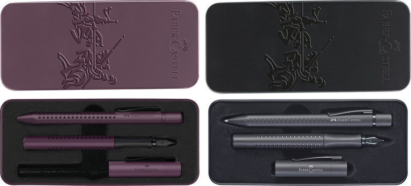 Faber-Castell Grip Schreibset – Kugelschreiber XB & Füllfederhalter M – Blau – Metalletui – 2-teilig