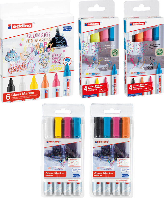Edding Non-Permanent-Marker Glasboard 95 – Rundspitze 1,5-3 mm – Orange – trocken abwischbar