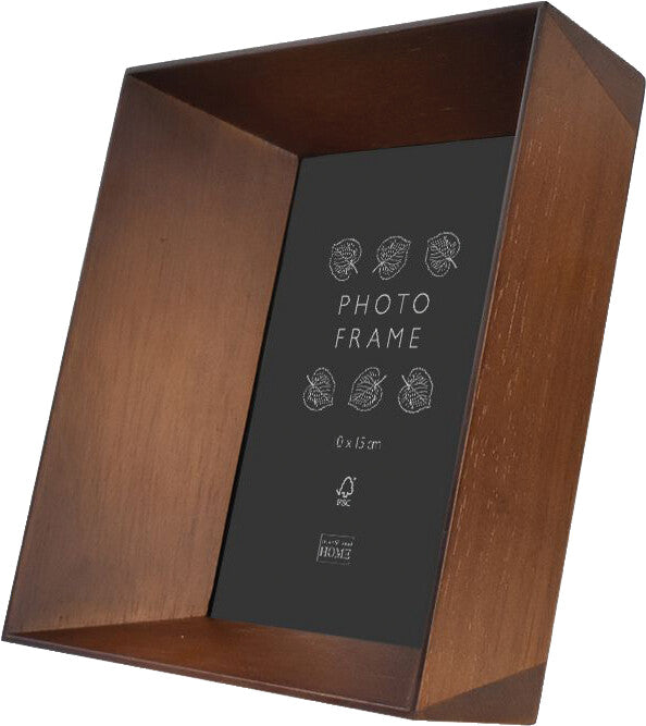 Eibert Bilderrahmen Cube, Holz (Gummibaum), Dunkelbraun, 16,5 × 17 × 4,5 cm, mit Aufsteller – Dunkel