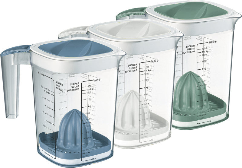 Rotho Messbecher Loft – 1,5 l – mit Deckel & Presse – Kunststoff – Grün