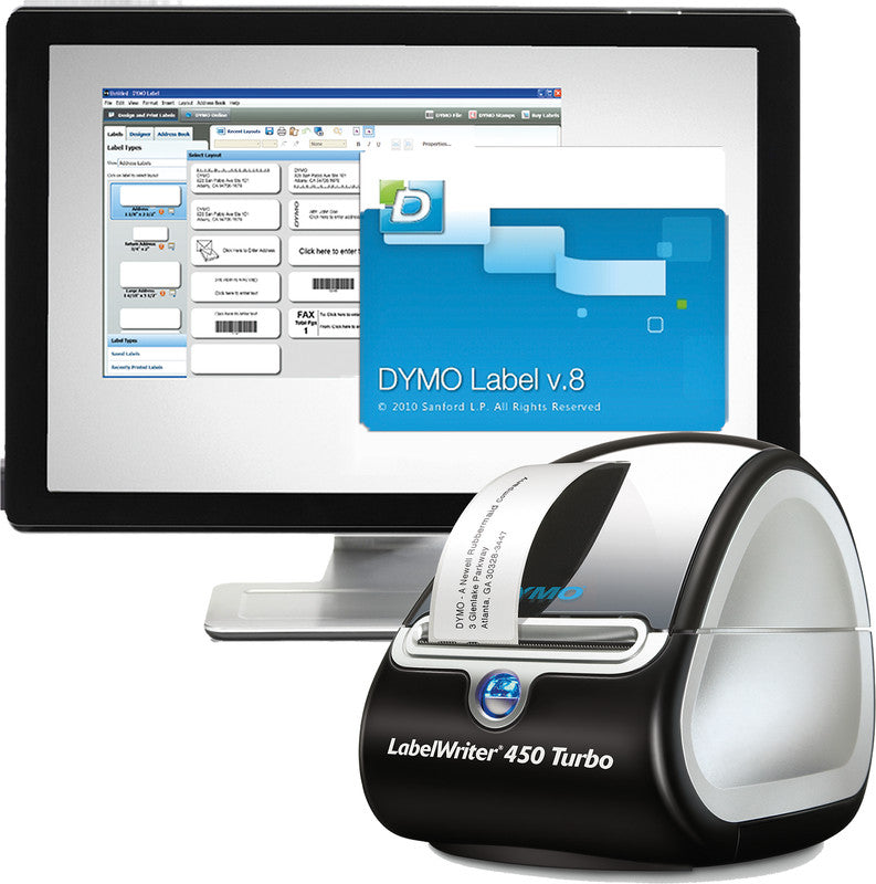 DYMO LabelWriter 450 Turbo – Etikettendrucker, Thermodirekt, USB, 600 dpi, für LabelWriter-Etiketten bis 60 mm
