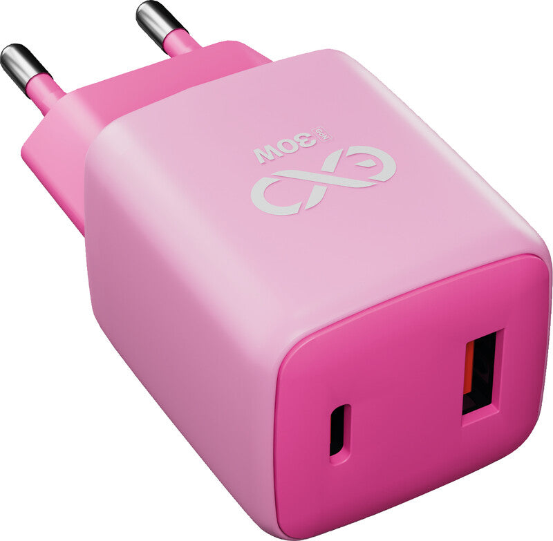 EXC Cube USB-Ladegerät 30 W – USB-C×1, USB-A×1 – PD – Rosa