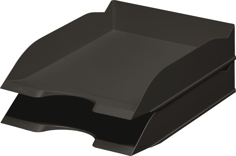 Durable Briefkorb – für A4, C4, stapelbar, mit Griffausschnitt, matt, schwarz, B 253 × H 63 × T 337 mm
