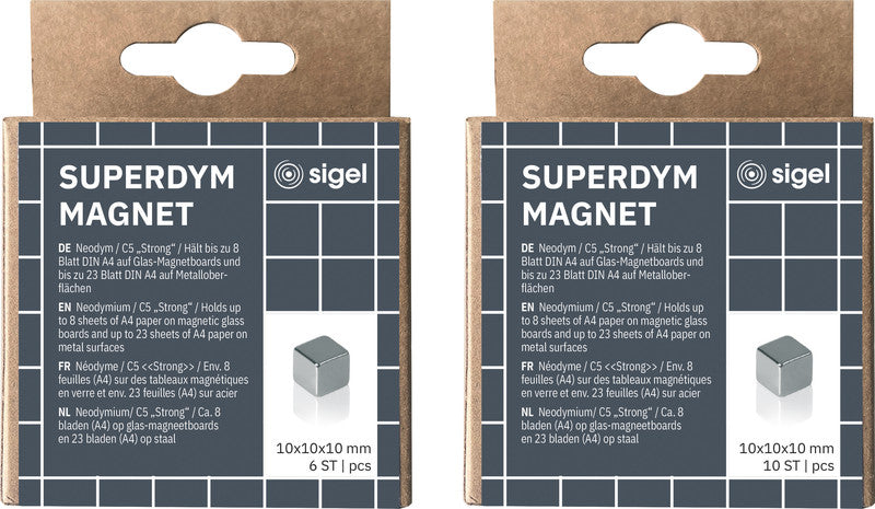 Sigel Magnetwürfel – Silber – 10 × 10 × 10 mm, 10 Stück, Stahl