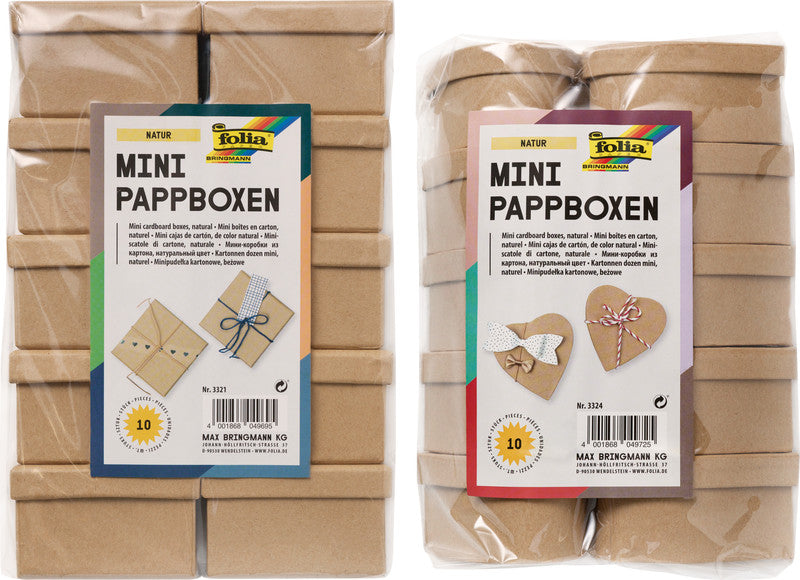 Folia Mini-Kartonboxen – natur – 75 × 45 × 75 mm, 10 Stück