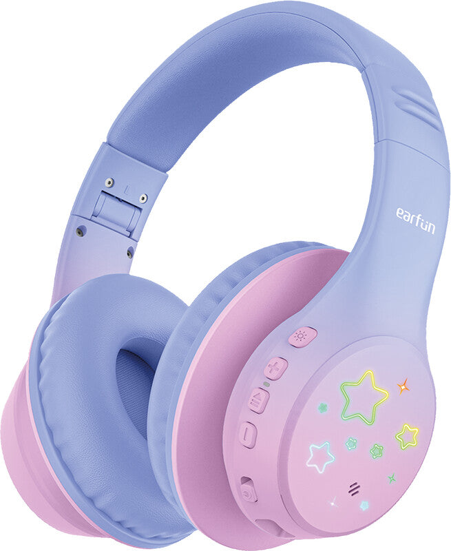 Earfun K4 Kinderkopfhörer – On-Ear, Kabel + BT, 3,5 mm Klinke, 94 dB Lautstärke-Limit, Violett