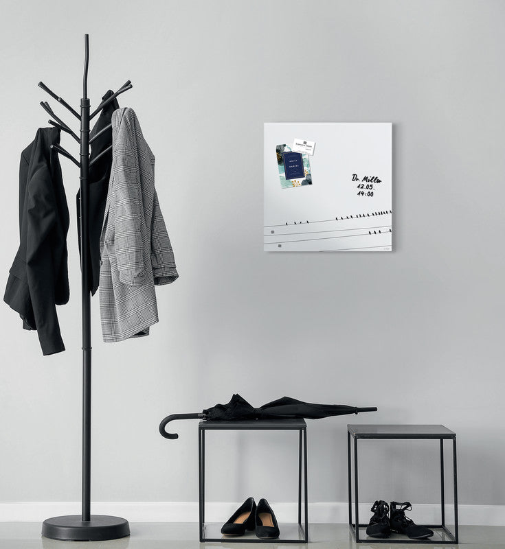 Sigel Whiteboard – 48 × 48 cm, Glas, matt, magnetisch, Wandmontage, inkl. Magnetwürfel, Montagesatz