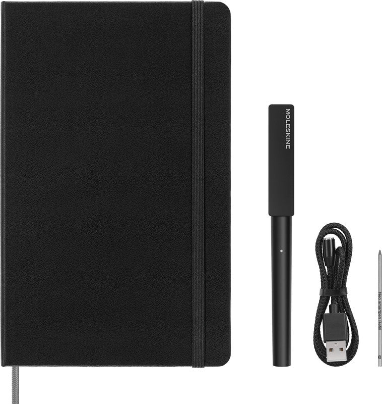 Moleskine Notizbuch, 135 × 210 mm, liniert, Leimbindung, 176 Seiten – schwarz, für MOLESKINE Notes-App