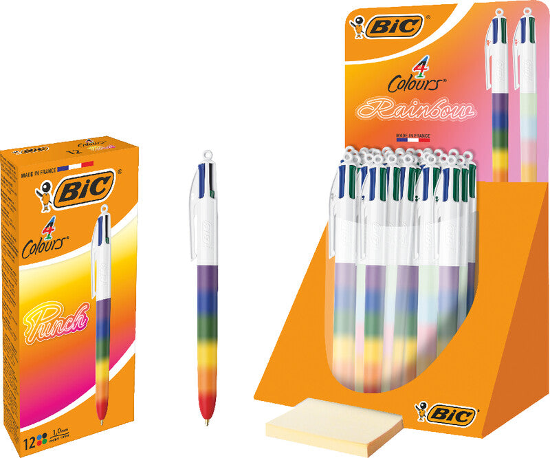 BIC 4 Farben Multifunktionskugelschreiber – 4 Farben, Spitze 0,32 mm, Schiebe, dokumentenecht, nachfüllbar