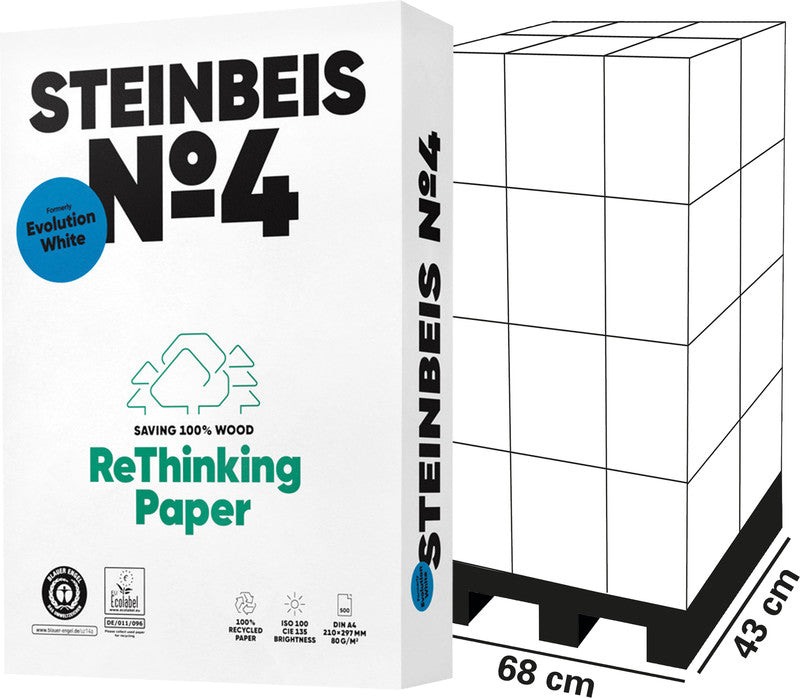 Steinbeis Kopierpapier – A4, 80 g/m², CIE 135 – für Inkjet/Laser/Kopierer – FSC – 500 Blatt